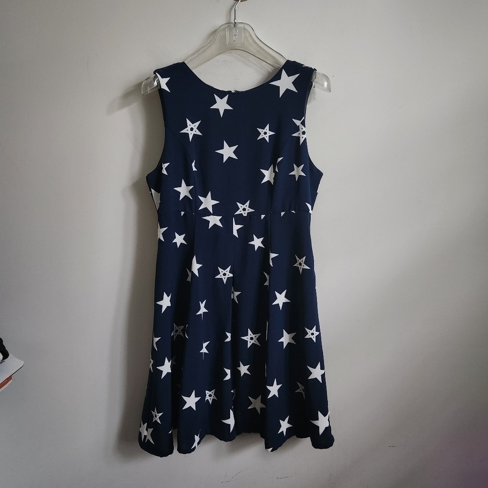 MOUSSY | Stars dress navy white fit flare sz M